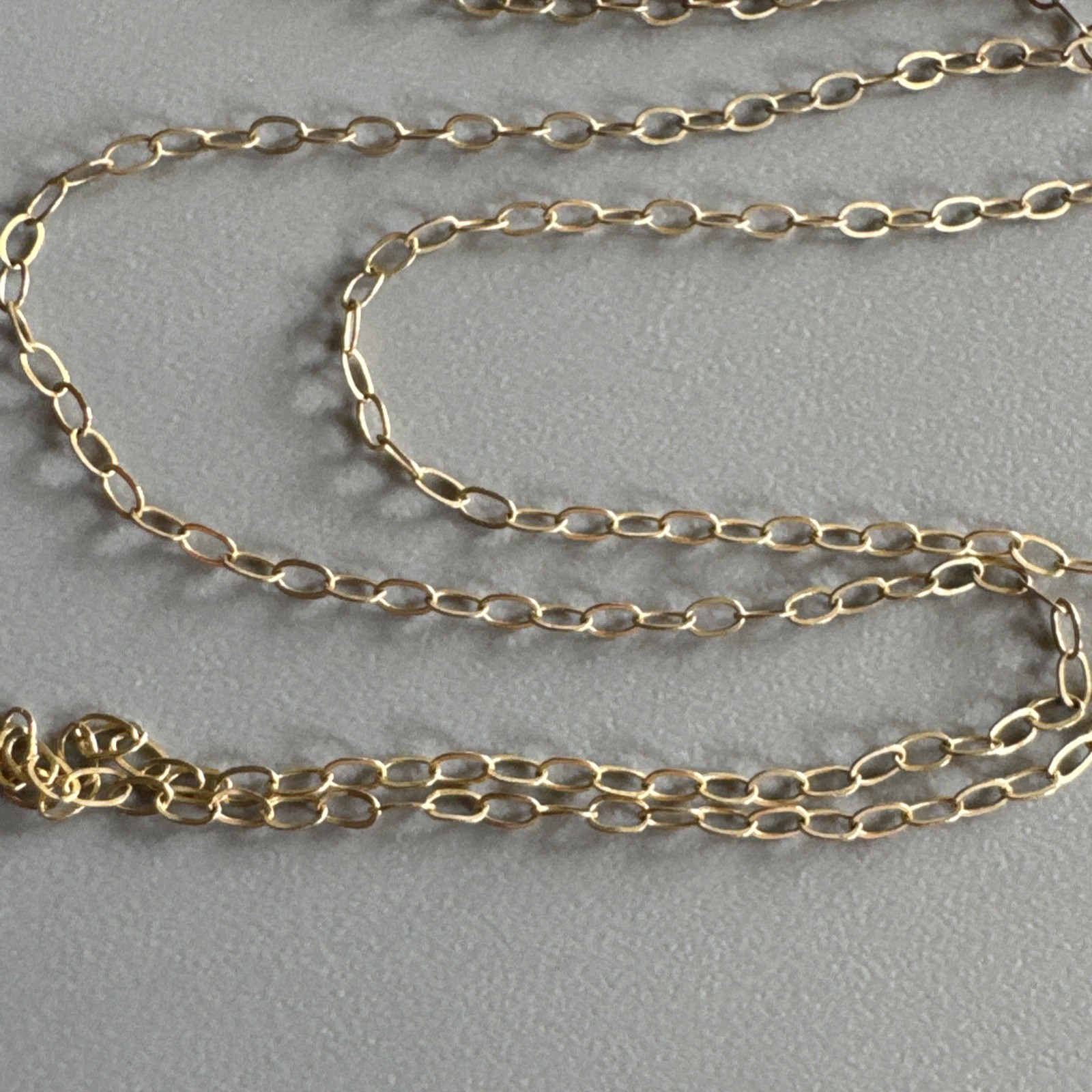 9ct Yellow Gold 375 Fine 1.3mm Oval Link Cable Chain Necklace 16” XRF Tested