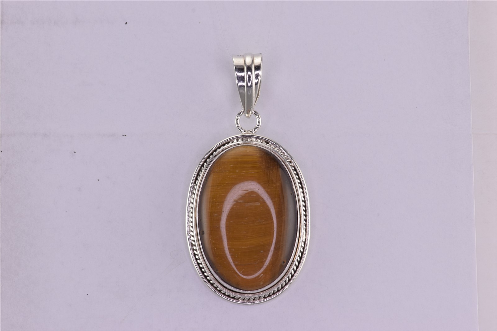 Sterling Silver 41mm x 26mm Oval Framed Tigers Eye Statement 925 Pendant 14g