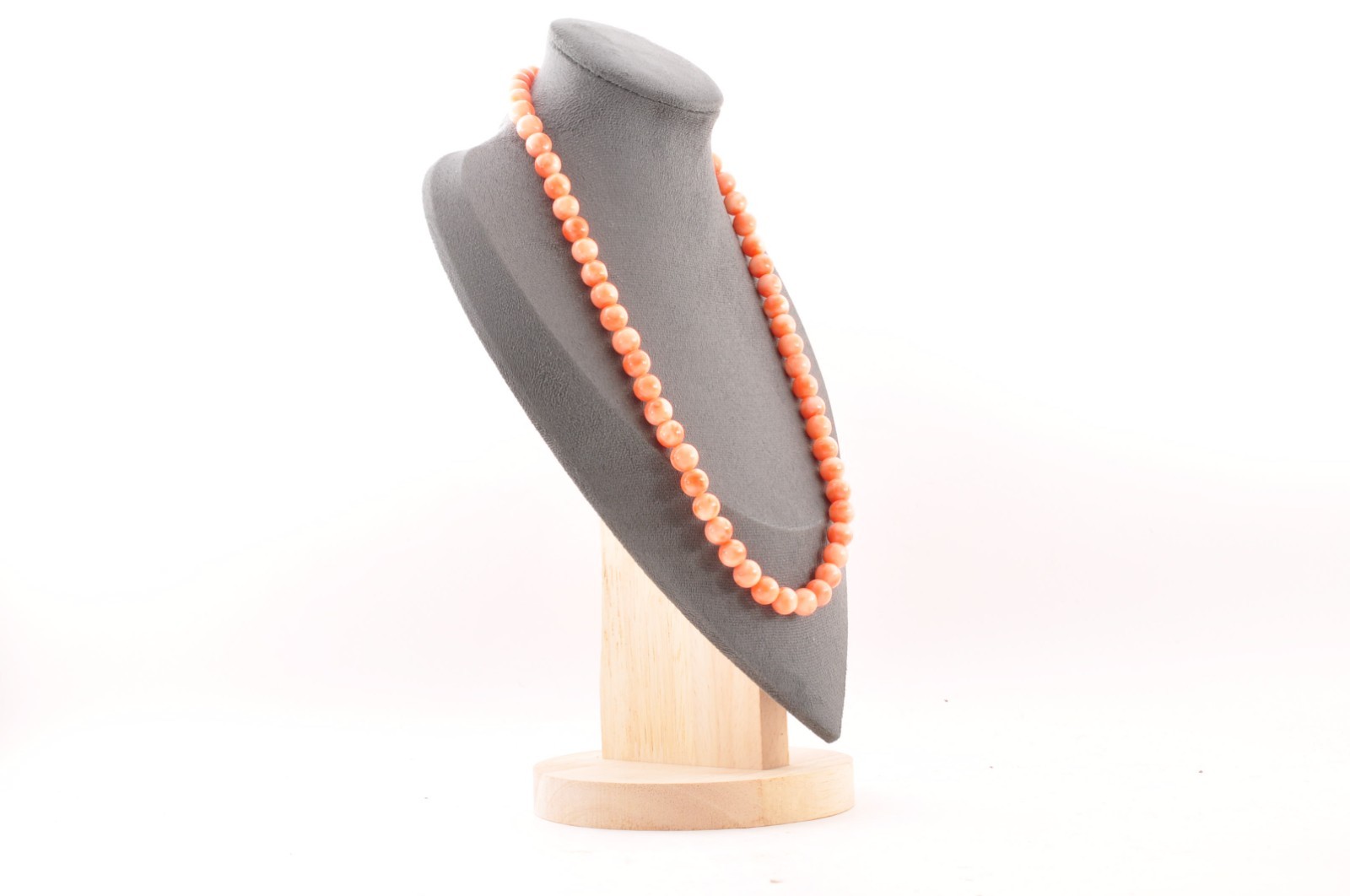 925 silver craps Pink coral necklace (17.3in, 370ct) 925 silver with Certificate