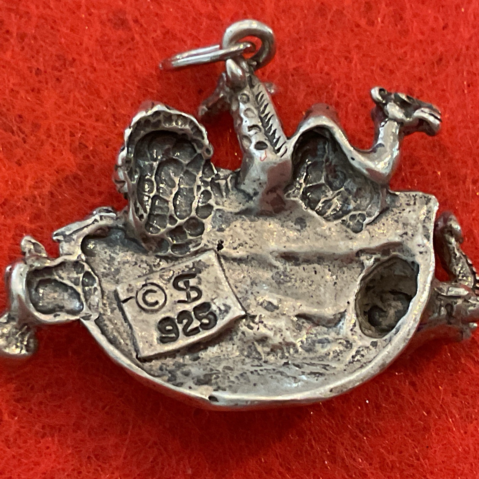 Noah’s Ark 1.2″ Sterling Charm Pendant Giraffe Camel Zebra Hippo Lion 5.5g