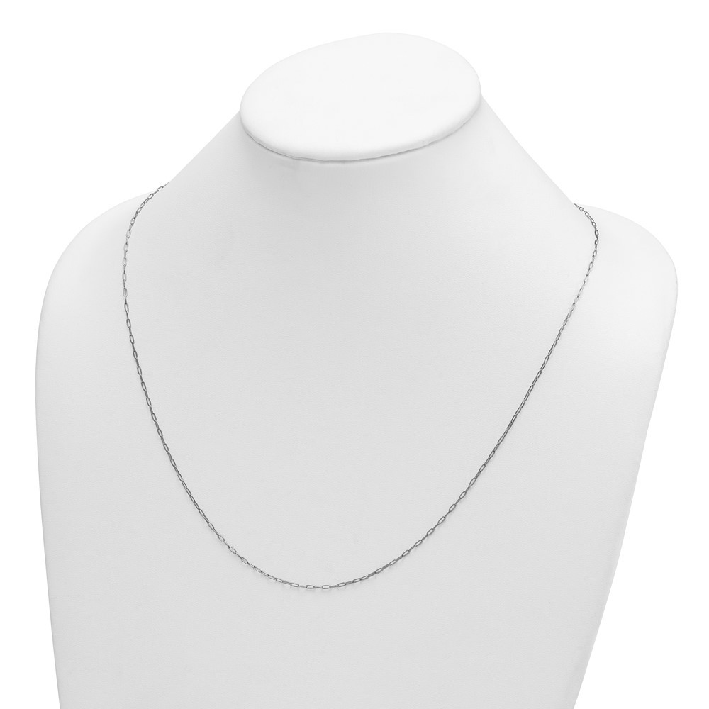 14K Gold Rhodium-plated Polished 1.4mm Solid Flat Oval Link Chain Necklace 24″