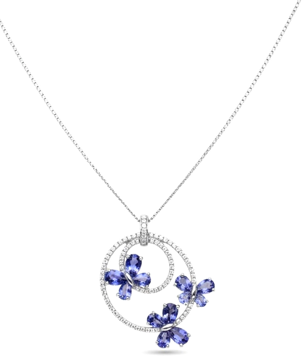 1.50ct Natural Round Diamond 14k BIS Hallmarked White Gold Sapphire Pendant