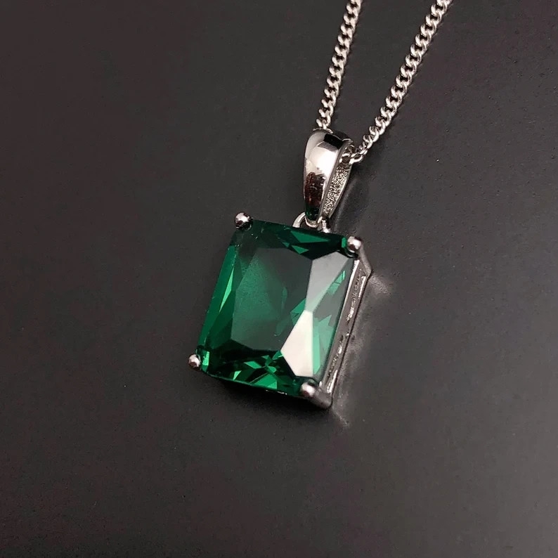 Elegant Mens Emerald Pendant 925 Sterling Silver Ring Gift Jewelry Gift Pendant