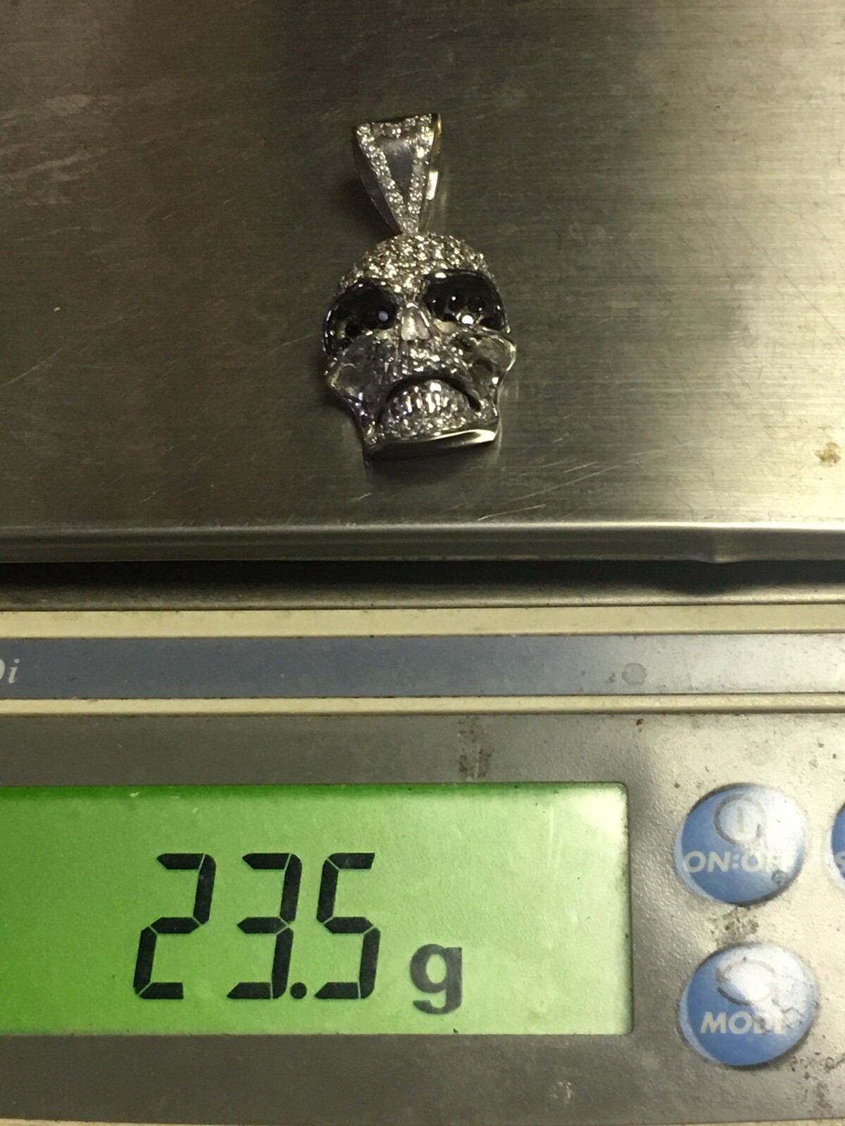 14k White Gold Color Diamond Skull Head Pendant 1.8″ Pave Charm 3.00 CT