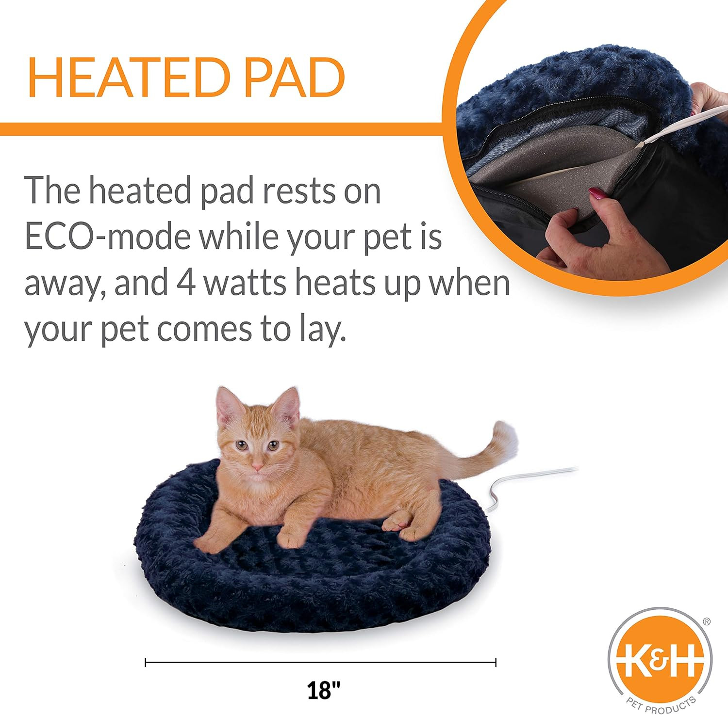 Bolster Heated Cat Bed for Indoor Cats, Thermo-Kitty Fashion Splash Orthopedic F