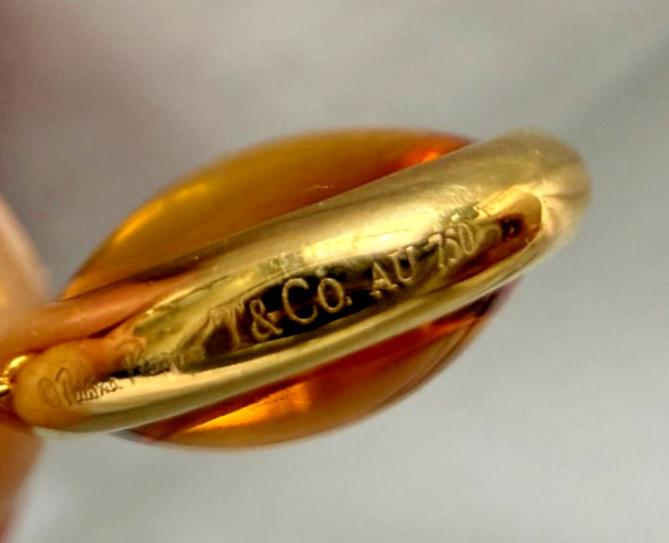 Designer Tiffany and Co. 18K Yellow Gold Citrine Gemstone Dot Charm Pendant