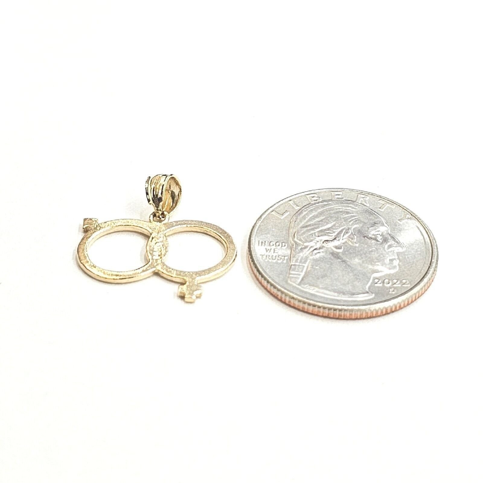 14k yellow Gold male female gender sign symbol Pendant charm fine jewelry 1.4g