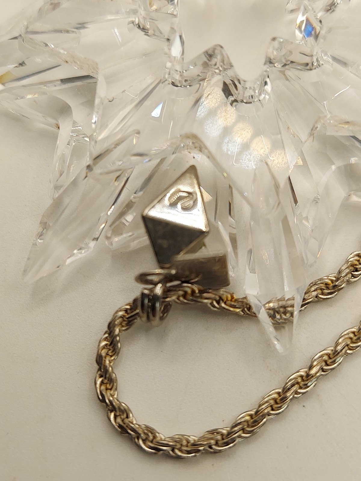 Swarovski Crystal Snowflake Star Pendant 925 Italy Rope Chain 28” 2003