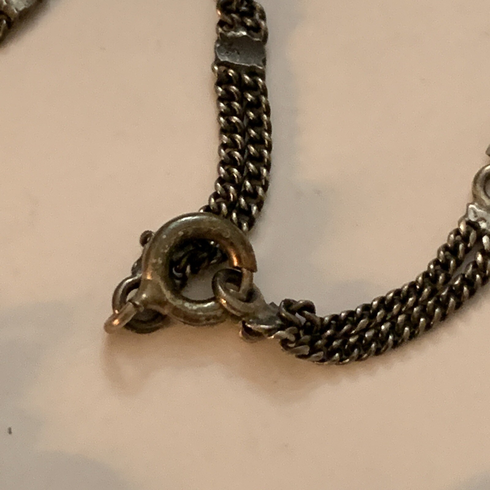 ART DECO 925 STERLING SILVER GARNET MARCASITE FOLIATE DROP LINK SCROLL NECKLACE