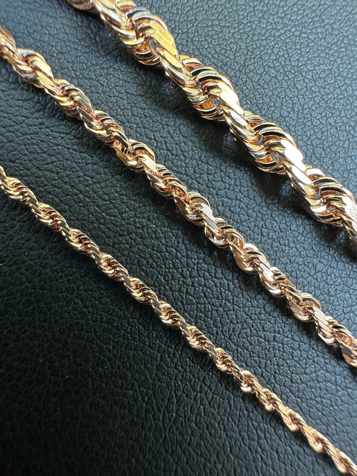 Solid 14k Rose Gold Men’s Women’s Real Rope Chain Necklace 1.5mm-4mm