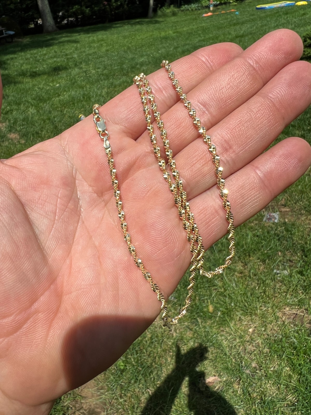925 Sterling Silver Real 14k Gold Plated 2.5mm Singapore Rope Chain Necklace