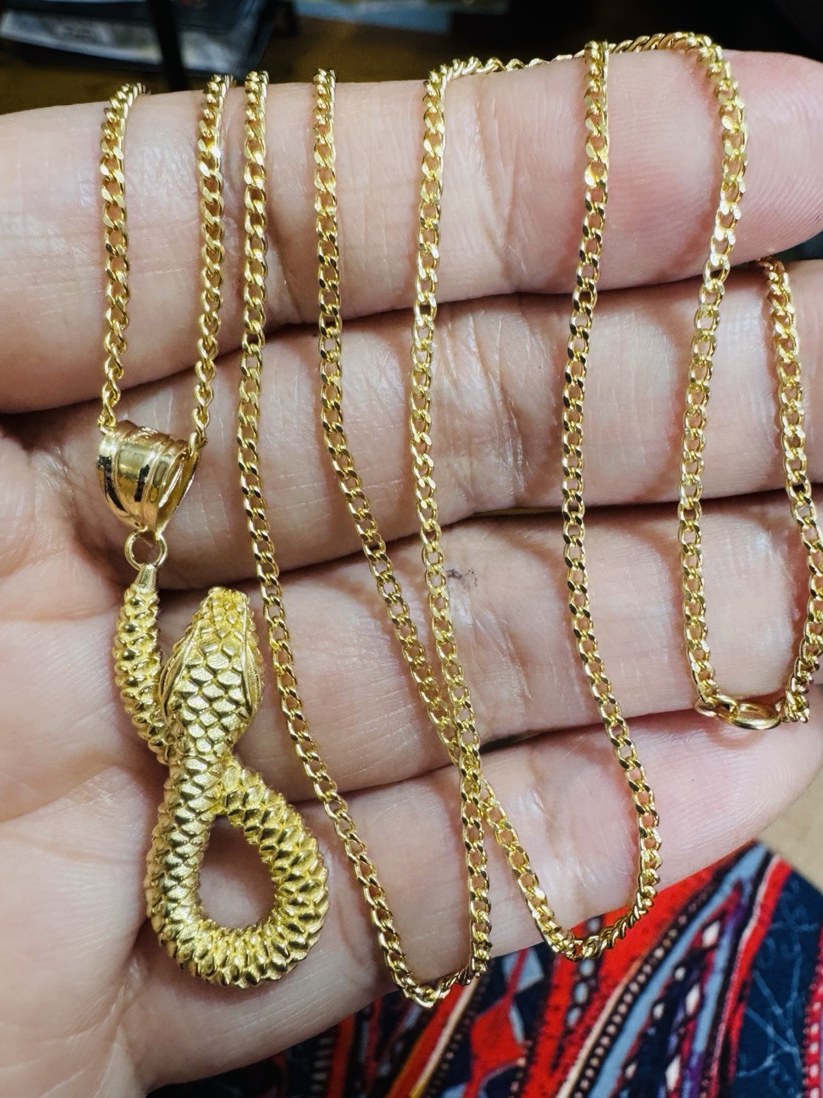 18K 750 Real Fine Mens Women’s Gold Snake Set Necklace 23.5/24” long 2.2mm 9.26g