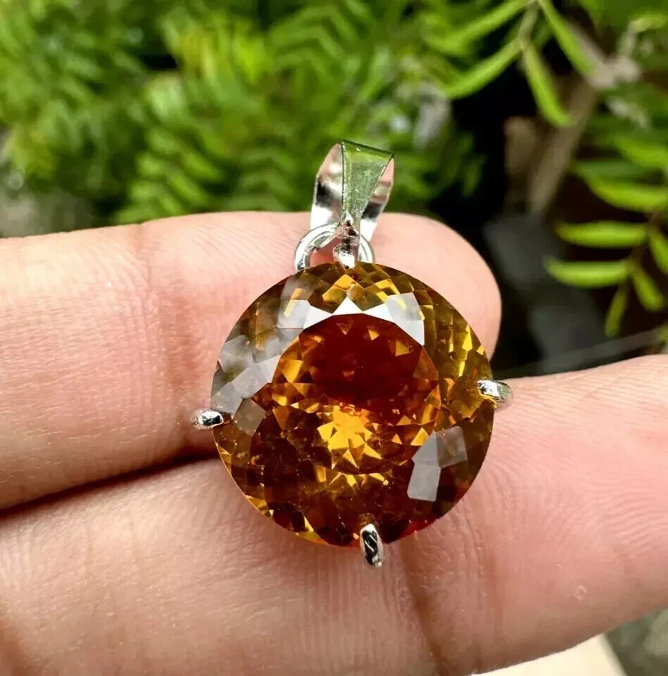 Natural 40 Ct Ceylon Orange Sapphire Round Cut AGL Certified Gemstone Pendant