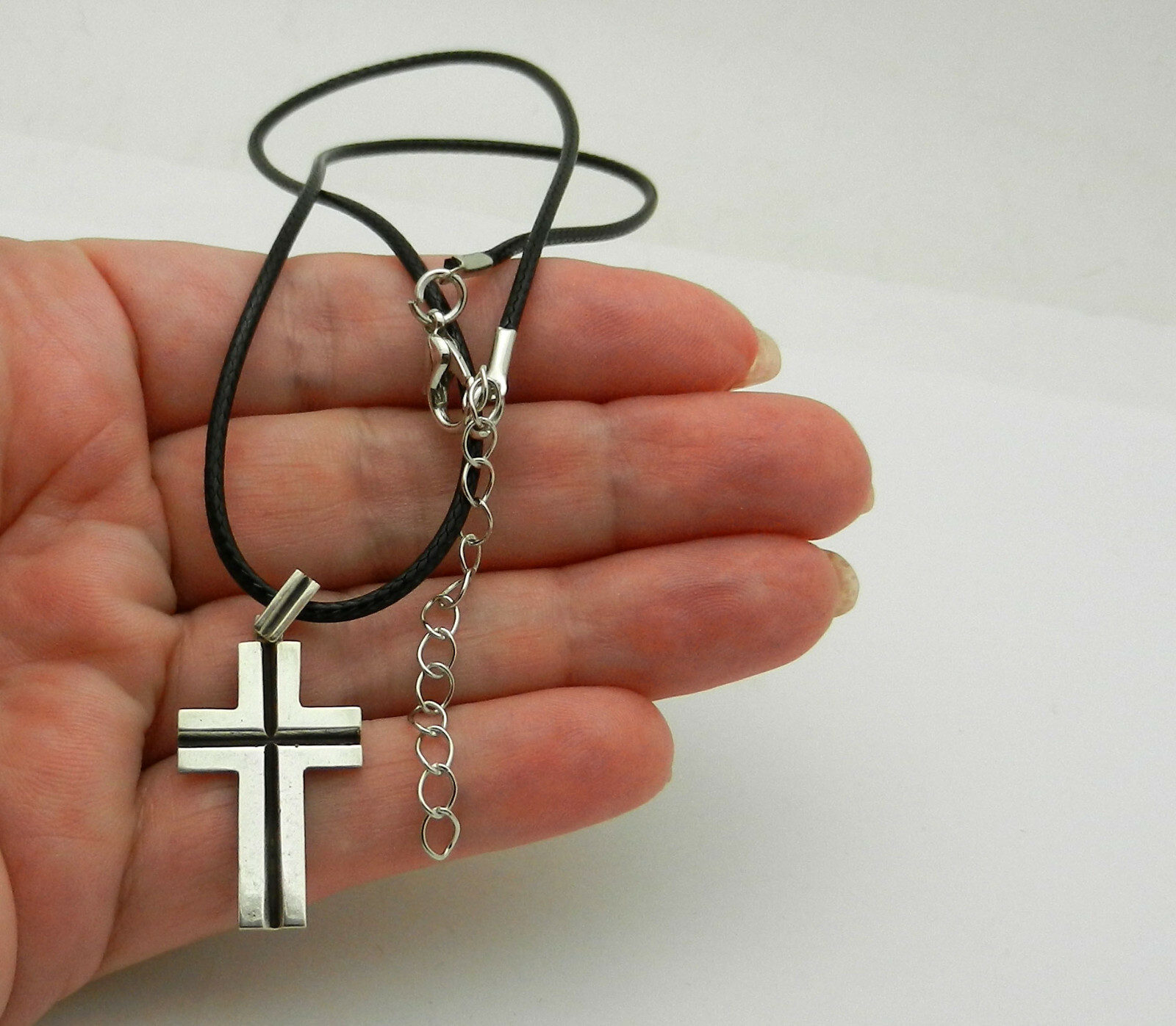 New 925 Sterling Silver CROSS Modern Style Charm Pendant Necklace Petite size