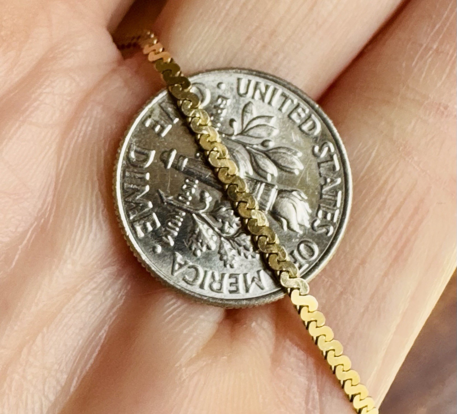 Vintage 14K 585 Yellow Gold 17 In. 1.5mm Serpentine Chain Necklace Unisex 3.4g