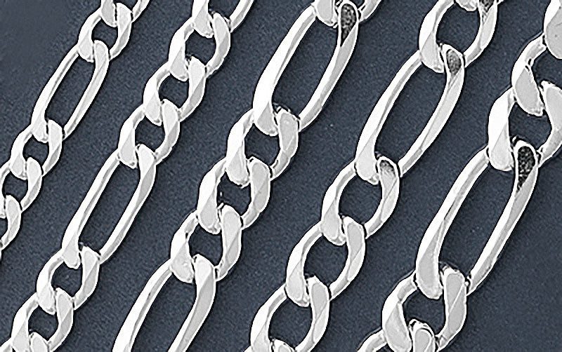 925 Solid Silver FIGARO Chain Necklace/Bracelet-Italian 925 Solid Sterling