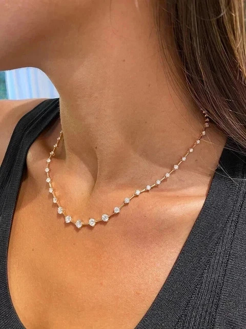 15Ct Pear Cut Lab Created Diamond Women’s Tennis Necklace 14K White Gold Plated