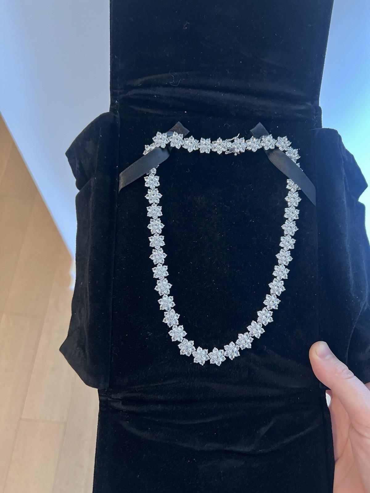 Dorsey Marguerite – Original Size Lab-Grown White sapphire Collar Necklace 16 In