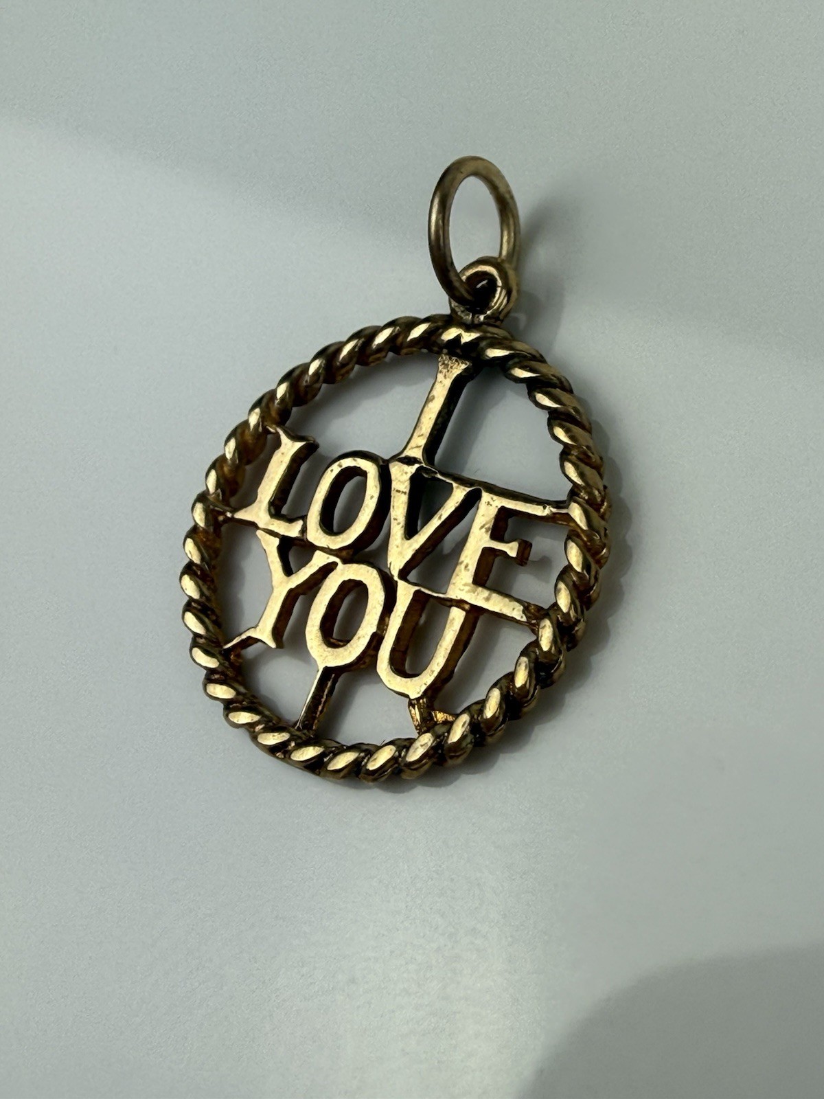 Elizabeth Duke 9ct Gold I Love You Pendant Charm Necklace Original Box
