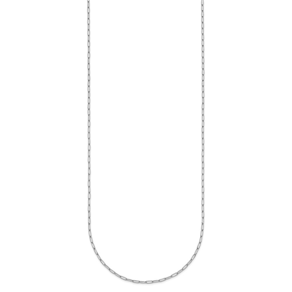 14K Gold Rhodium-plated Polished 1.4mm Solid Flat Oval Link Chain Necklace 24″