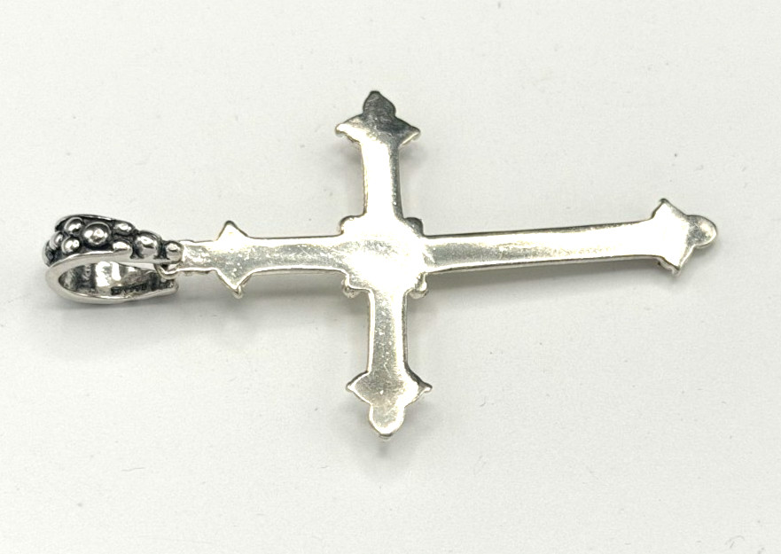 AGI Italy 925 Sterling Silver Large Cross Pendant Religious 2.5″ Gift Box 7.7g
