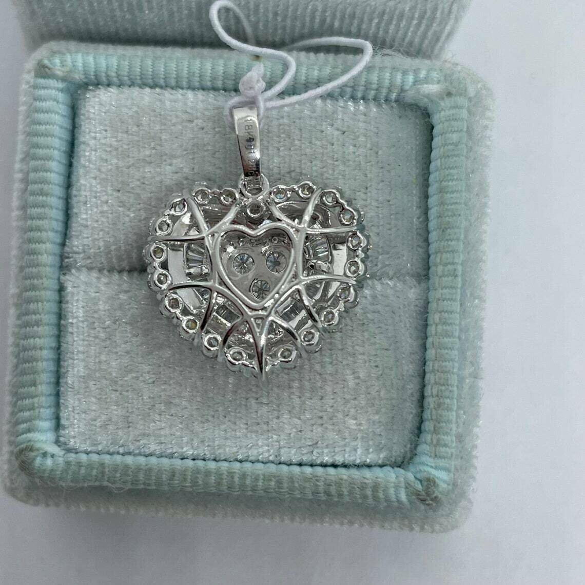 2Ct Round Cut VVS1/D Diamond Heart Pendant 14K White Gold Finish 18″ Free Chain