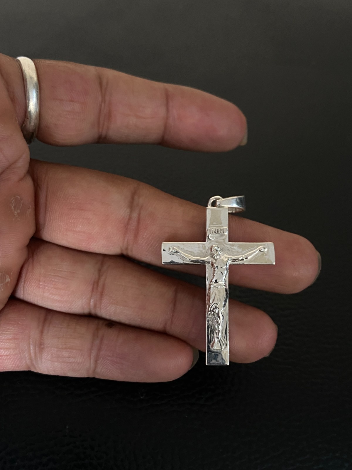 925 Sterling Silver Crucifix Cross Pendant INRI Jesus Christ Religious Charm