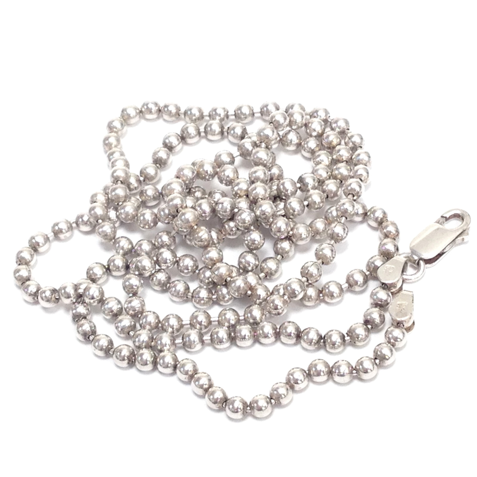 Italy Sterling Silver 3.0mm Ball Bead Link Chain Necklace 30″ Long 20g Jewelry
