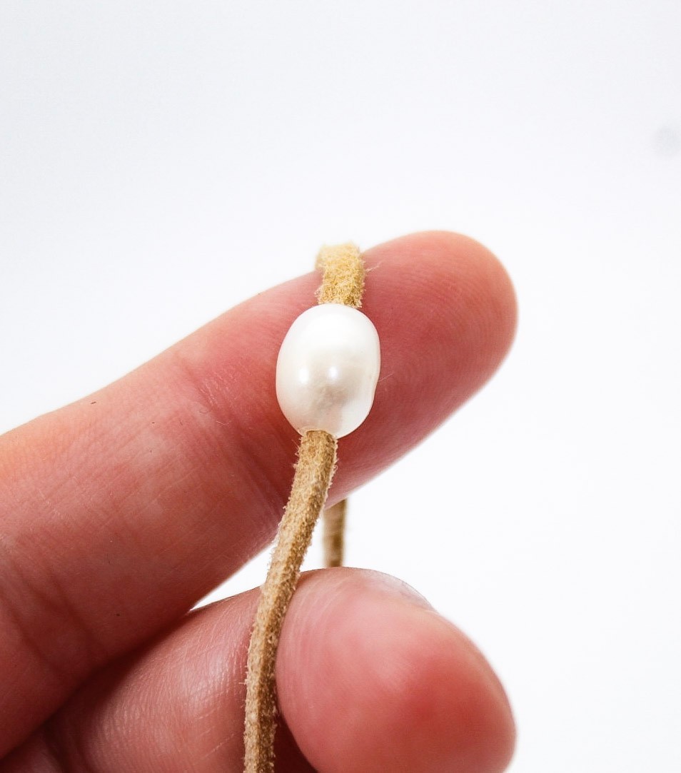 Minimalist Freshwater Natural Pearl Leather Wrap Long Necklace 52″