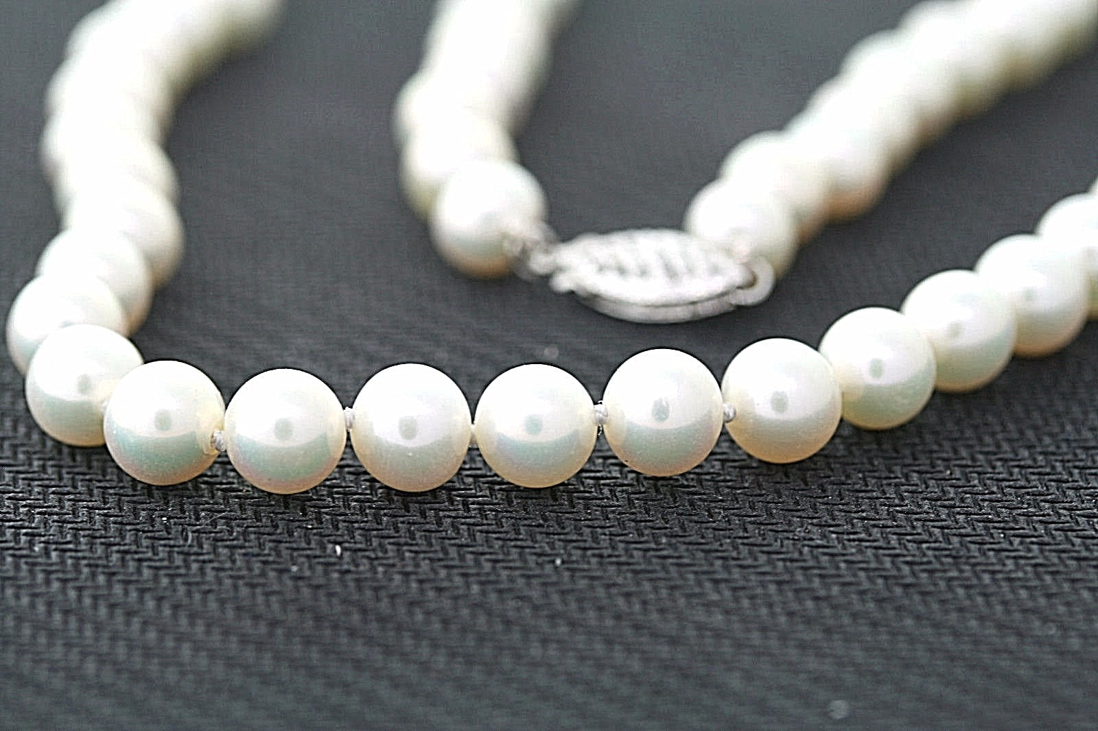 6.5-7mm Genuine Cultured Freshwater White Pearl 14K WHITE GOLD Necklace 18 inch