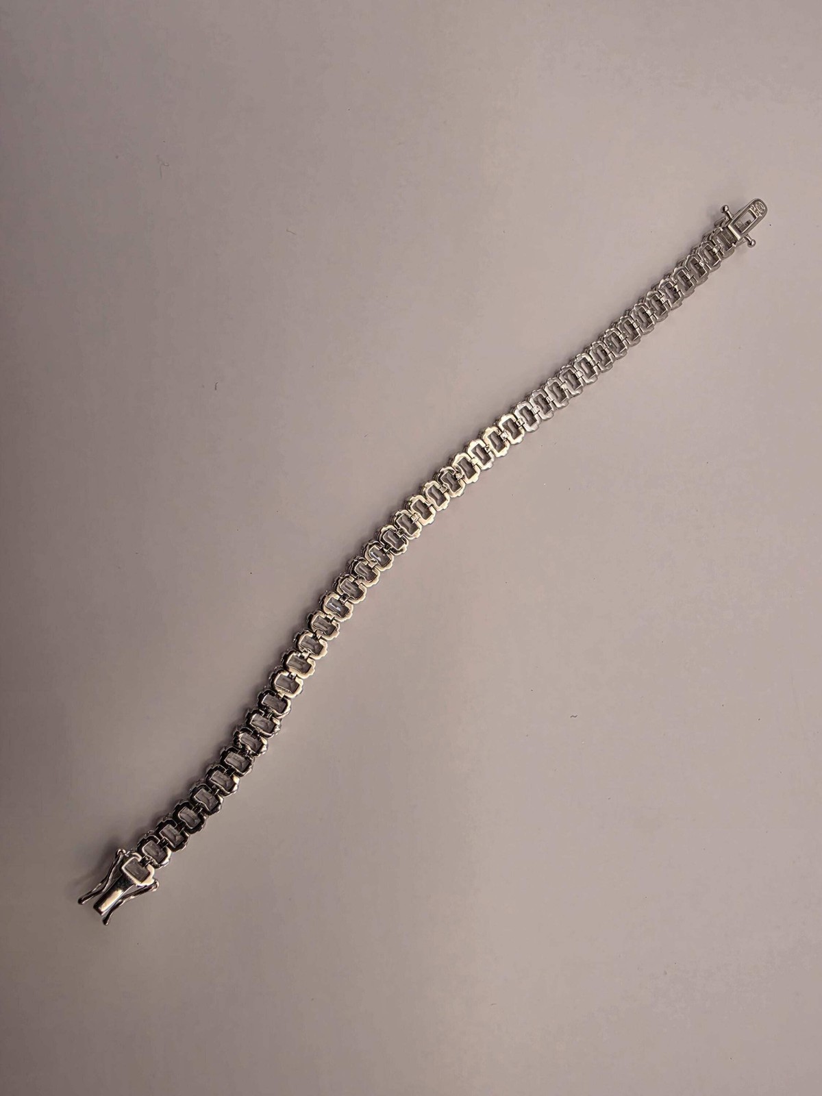 Sterling Silver Emerald Cut CZ Tennis Bracelet 7.5 Inch