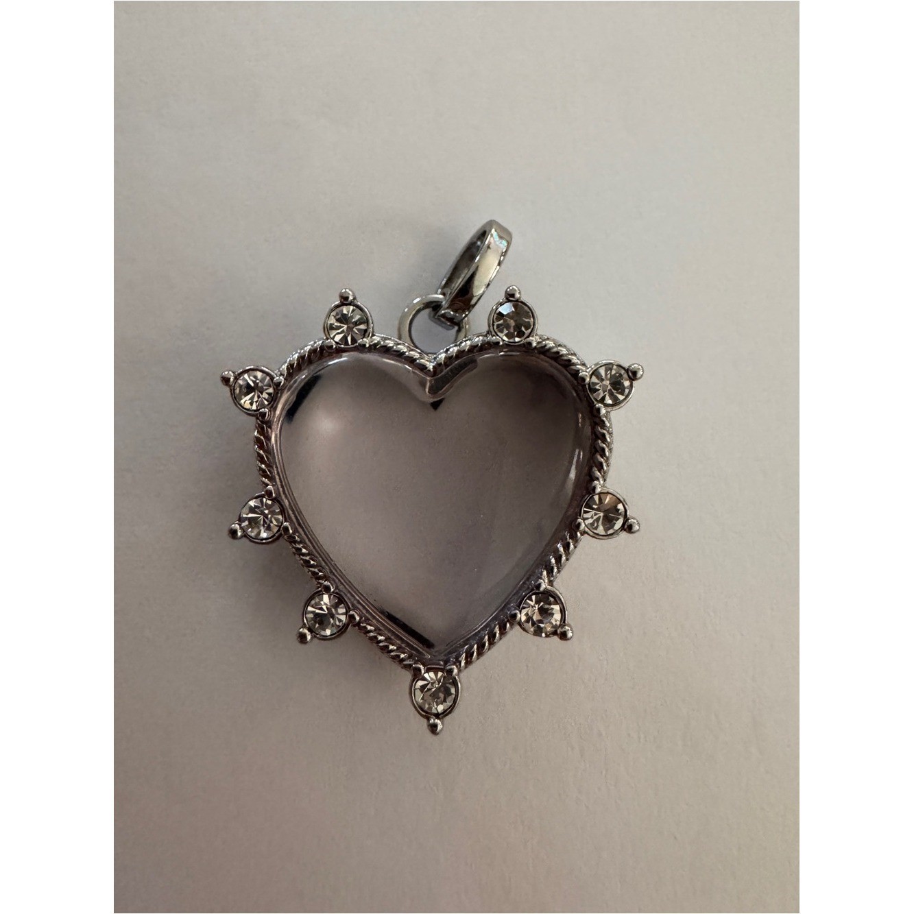 Origami Owl Silver Hinged Puffy Heart Locket with Swarovski Crystals
