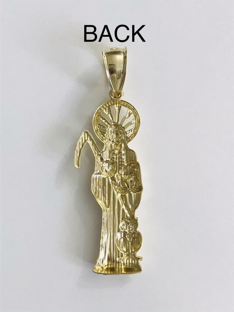 10K SOLID GOLD GRIM REAPER PENDANT – 62mm/2.4 inches GOLD SANTA MUERTE – GP46