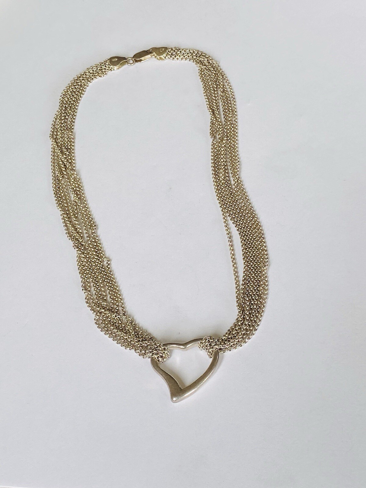 Vintage IBB Sterling Silver Multi Strands Chain Heart Choker Necklace 28-Grams