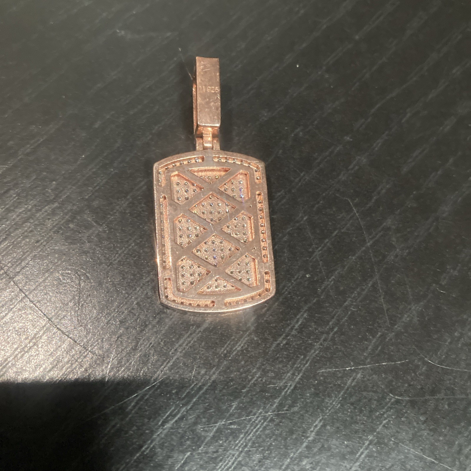 Moissanite Stone 14k Rose Gold Plated Dog Tag Pendant Necklace