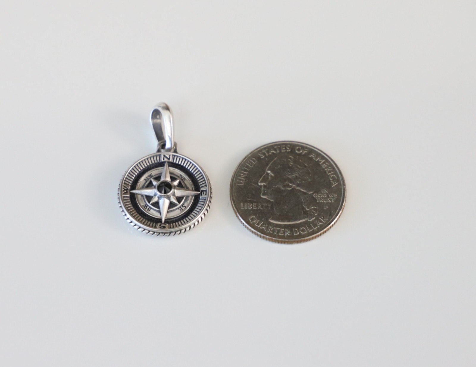 David Yurman Men’s Sterling Silver Compass Amulet Pendant with DY Box