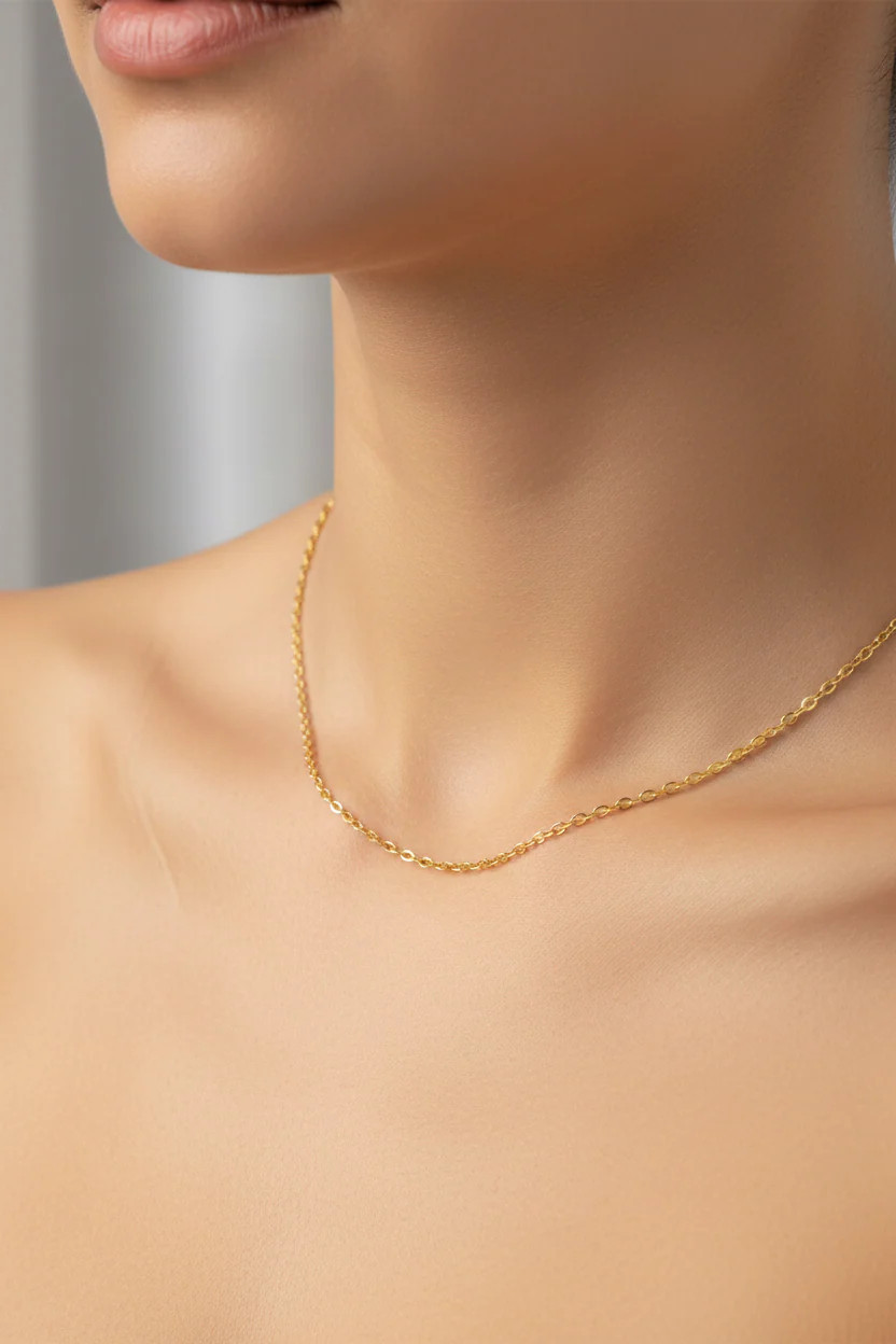 Italian 18K Gold Plated Sterling Silver Cable Chain