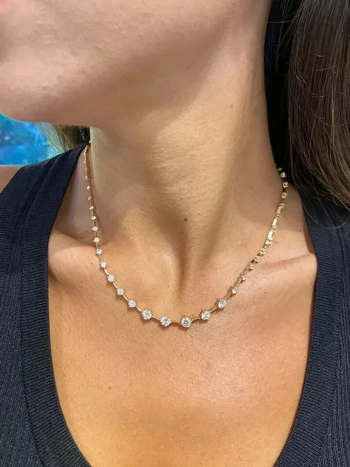 15Ct Pear Cut Lab Created Diamond Women’s Tennis Necklace 14K White Gold Plated