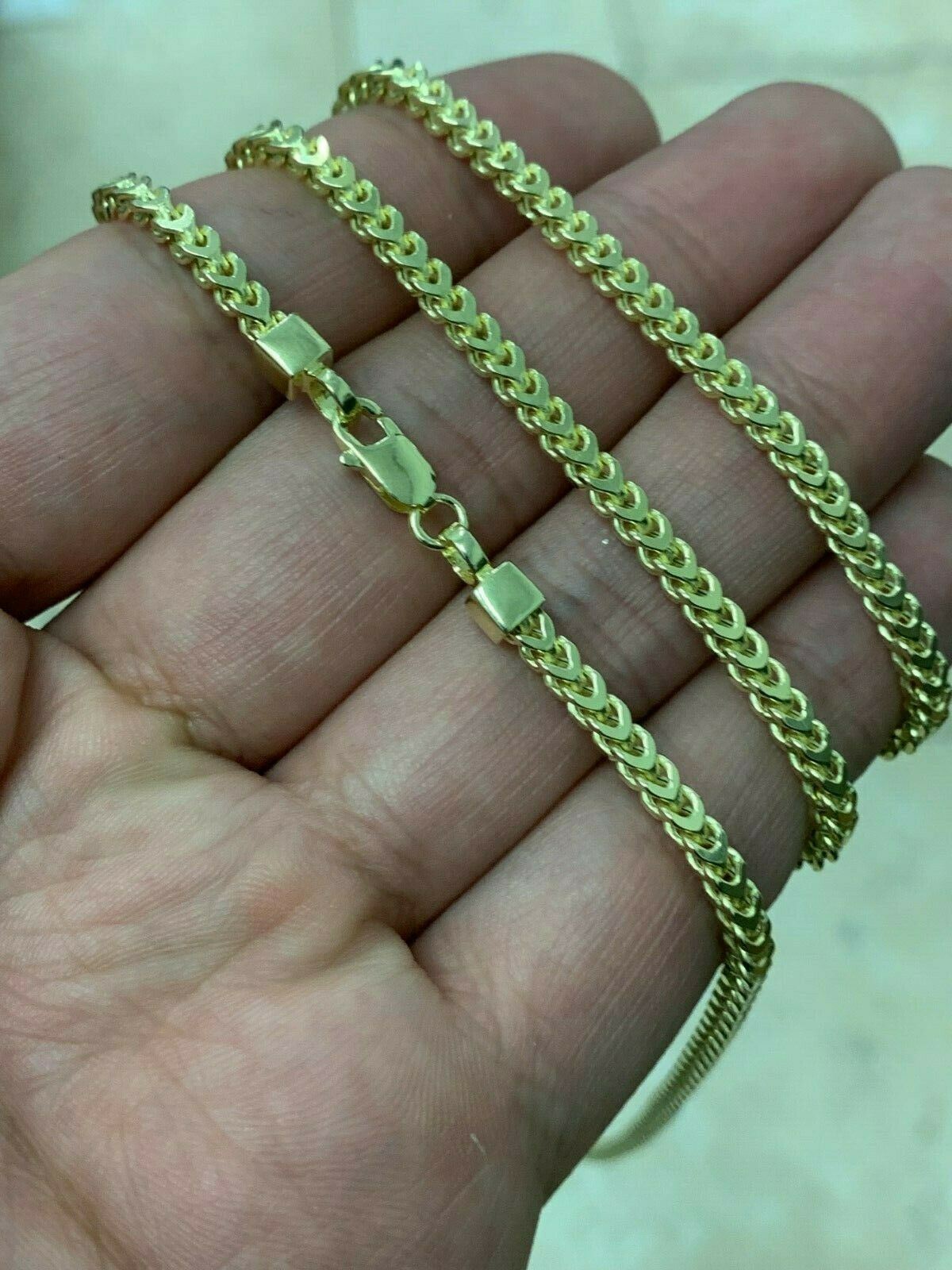 14k Yellow Gold Plated Over 925 Sterling Silver 2.5mm Franco Chain 30”