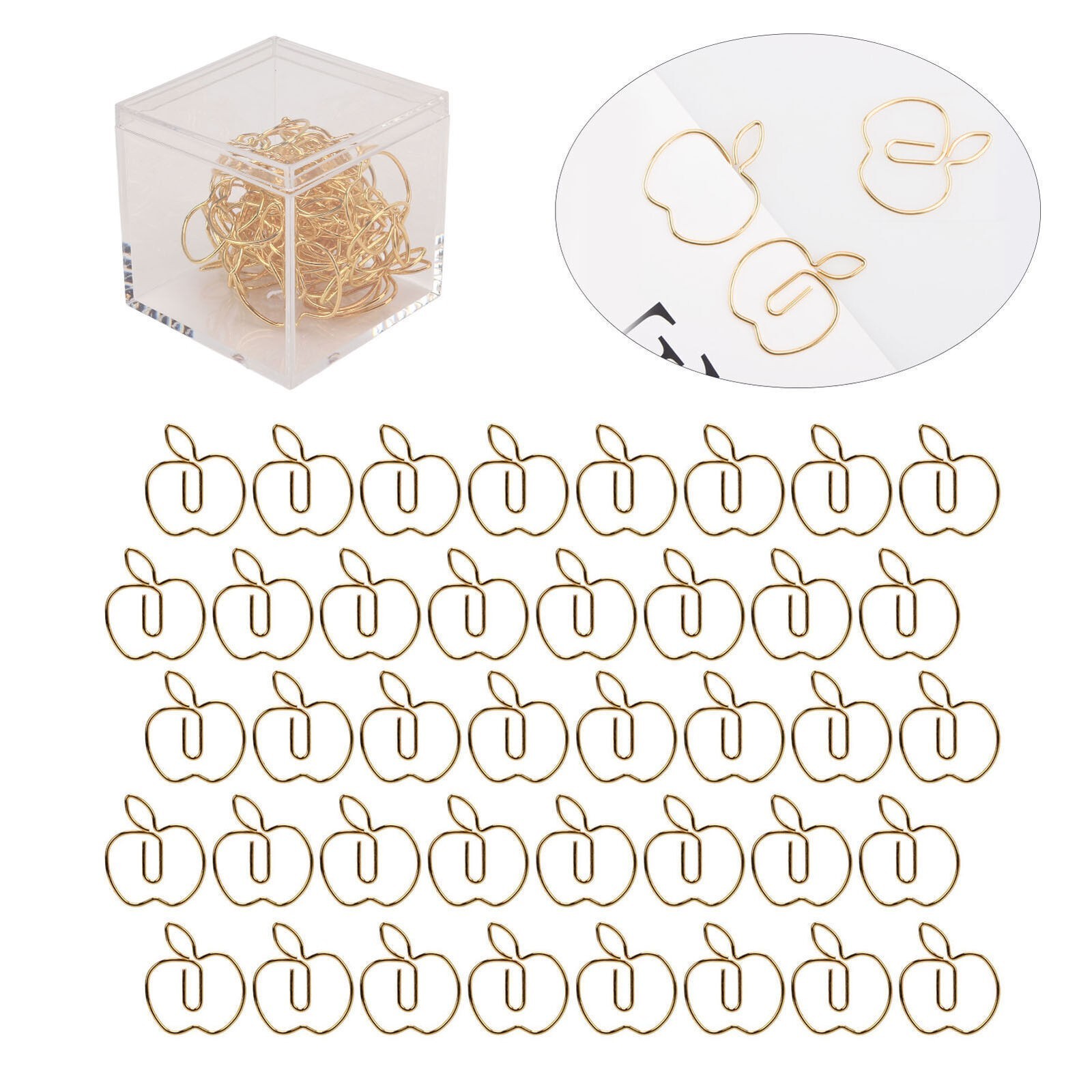 40Pcs Paper Clip Golden Apples Shape Creativity Personality Large Size Craft