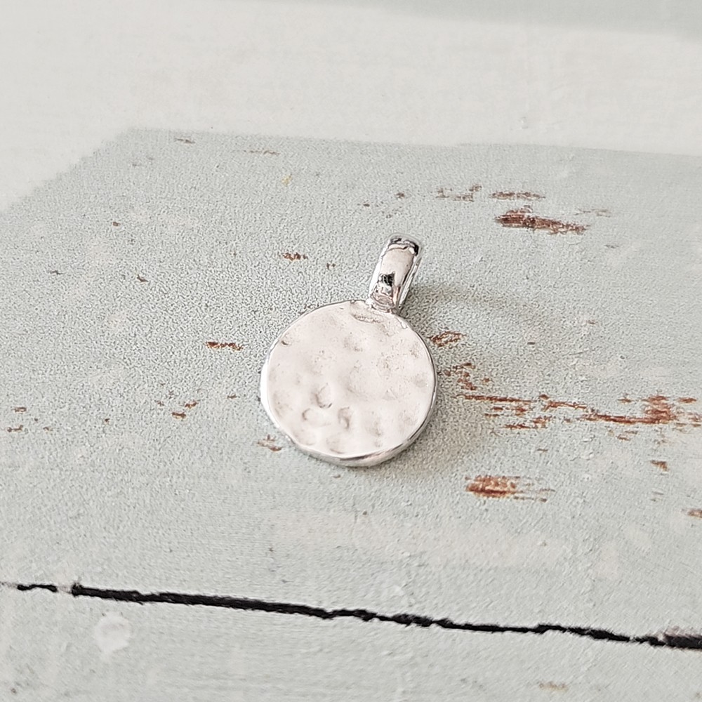 Sterling Silver Small Hammered Disc Necklace