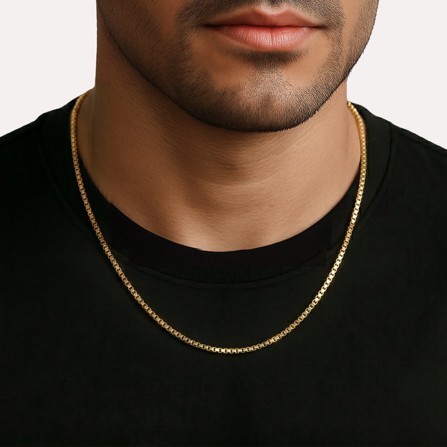 Gold 2mm Diamond-Cut Box Chain Italian Necklace 16″-22″ 925 Sterling Silver