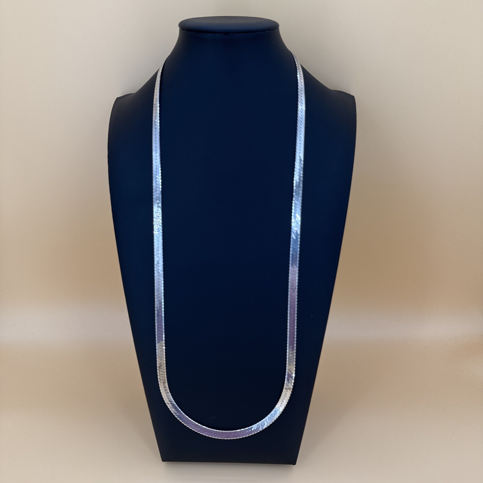 925 Sterling Silver 7mm Herringbone Necklace Italian Chain Approx 30″