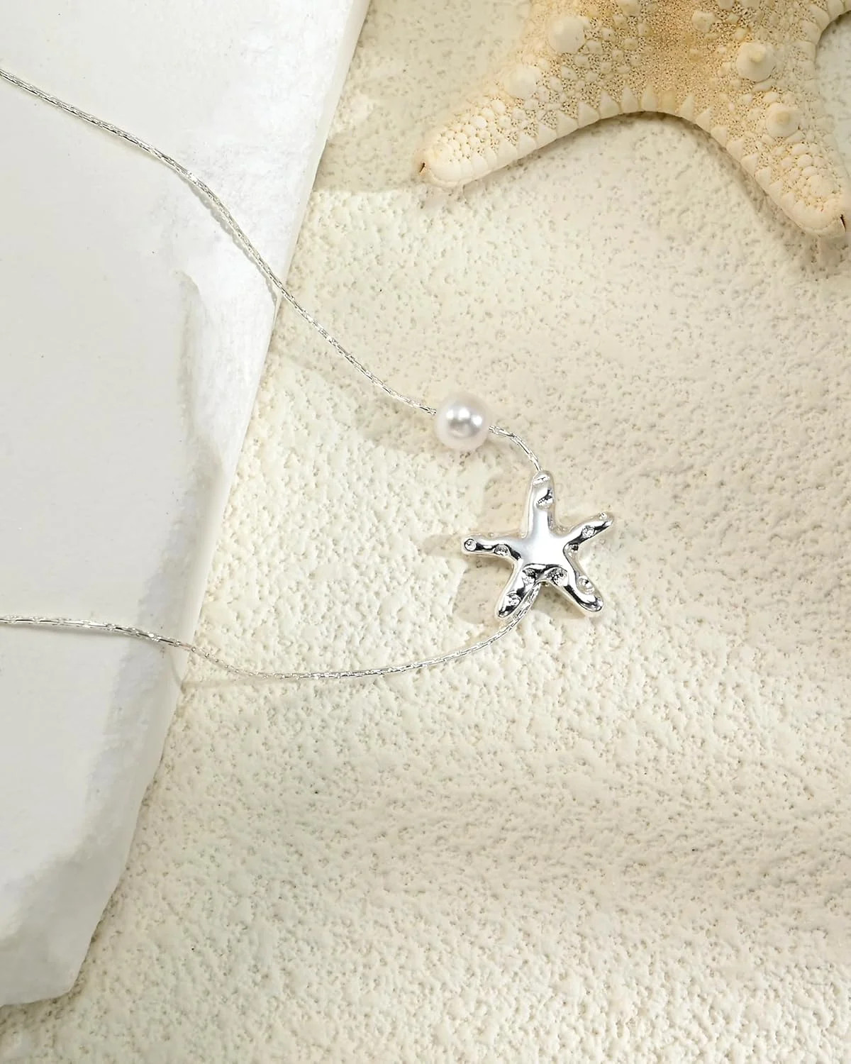 925 Sterling Silver Starfish Beach Necklace for Women Pendant with Starfish and