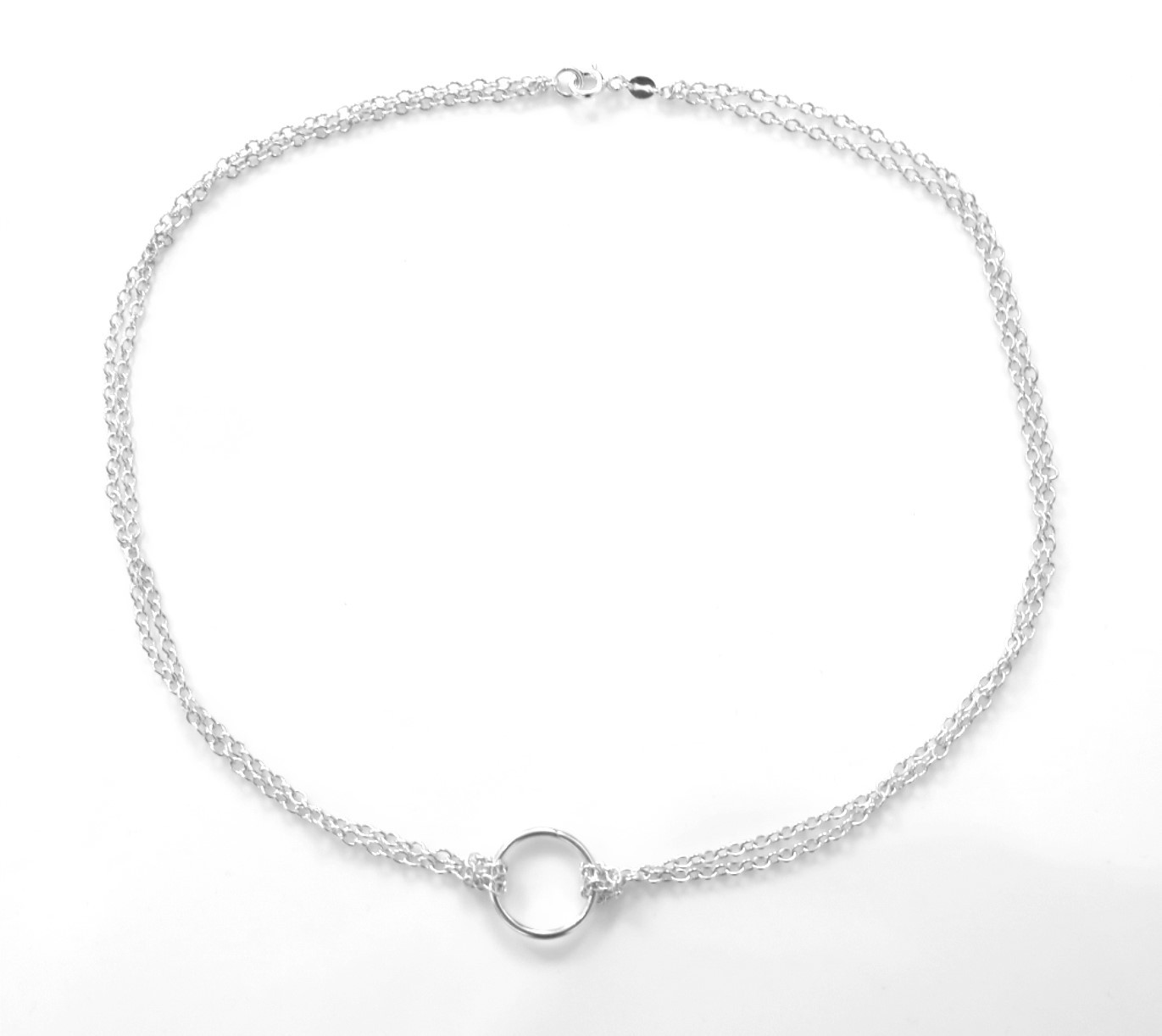 15mm Sterling Silver Karma Necklace Eternity Infinity Circle Ring Double Chain