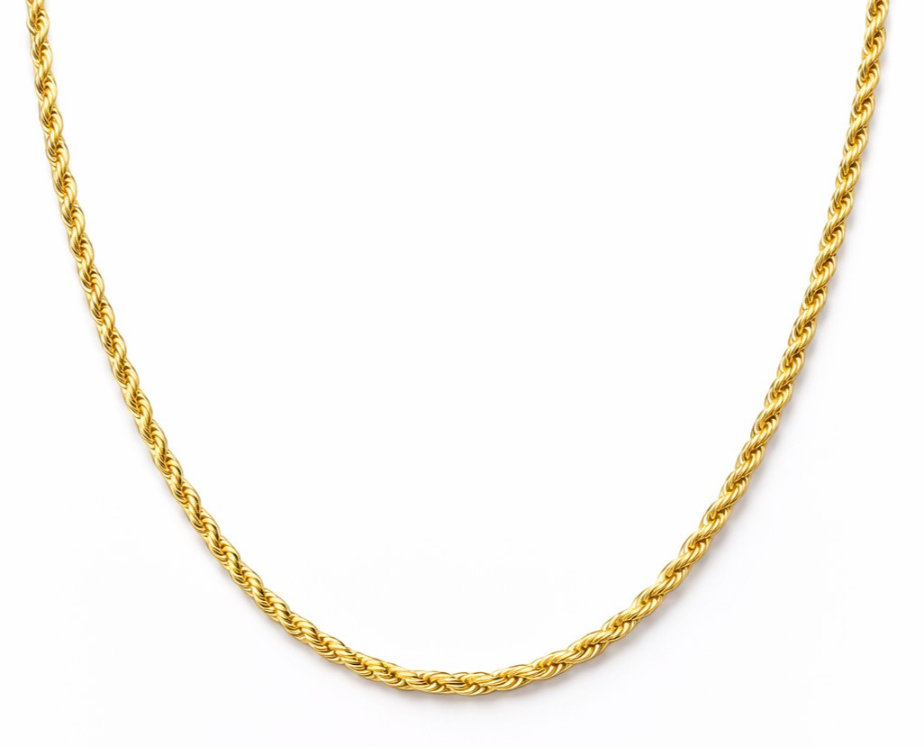 Italian 1/200 14K Yellow Gold Overlay Rope Chain Necklace 4mm Men Women