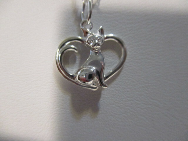 AVON Sterling Silver For The Love Of Animals Necklace “CAT” 19″ Long