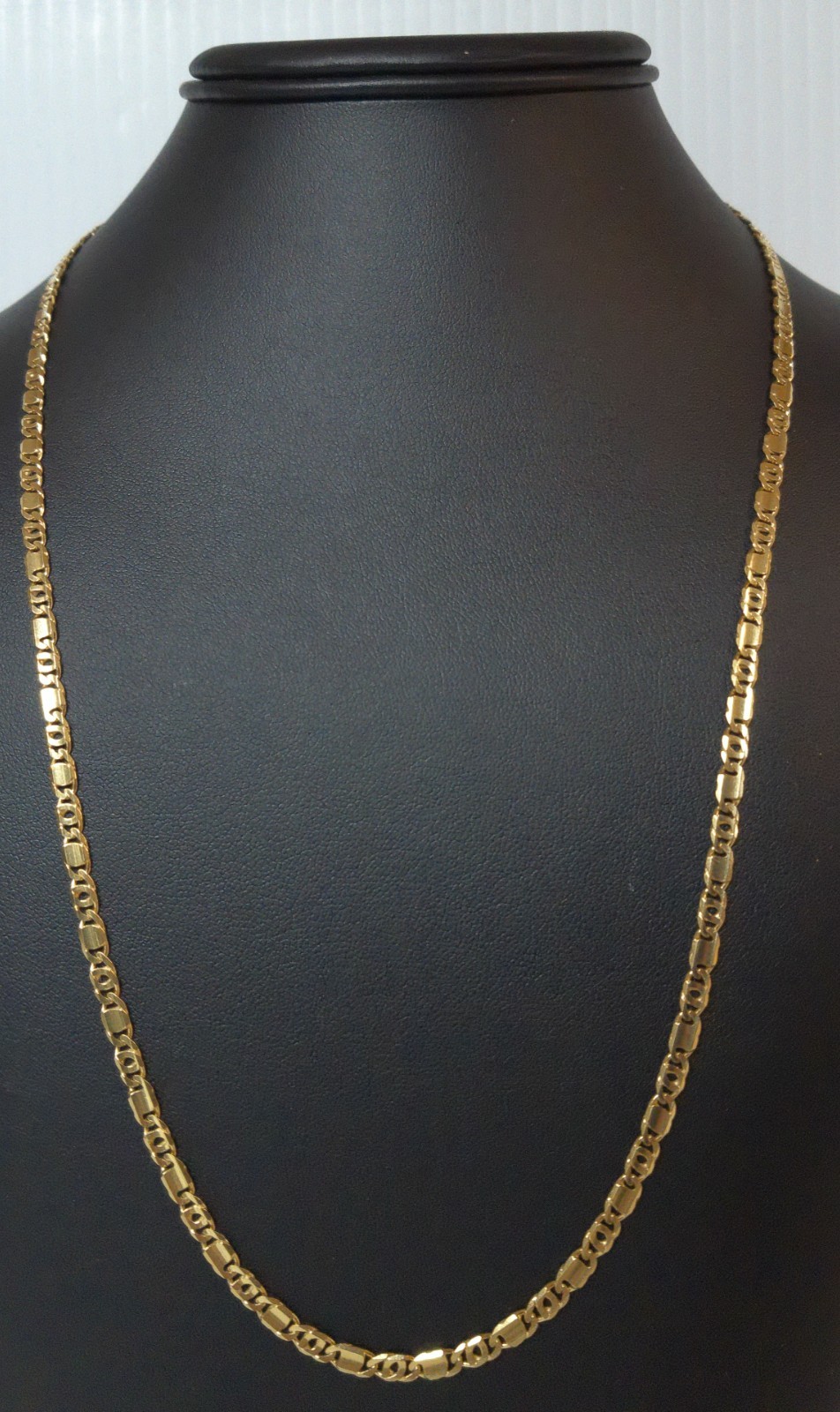 (MA1) 18k Yellow Gold 18.2g 23.5″ Tiger Eye Link Chain Necklace – 3.5mm