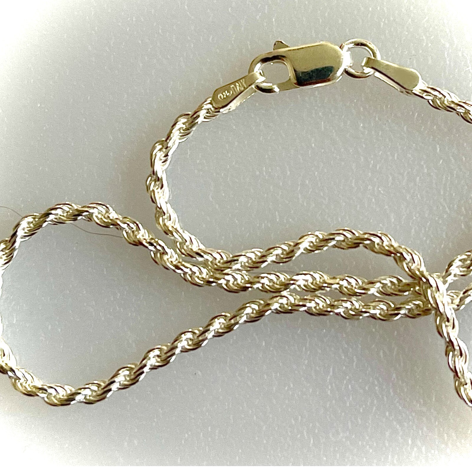 Italy Sterling Silver 925 Diamond Cut Rope Chain Necklace 2MM Free Shipping Gift