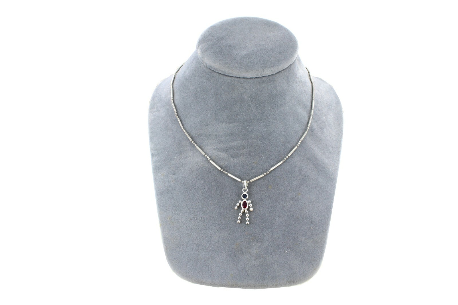Crystal Gemstone People Charm on Sterling Silver Thin Box Style Chain Necklace